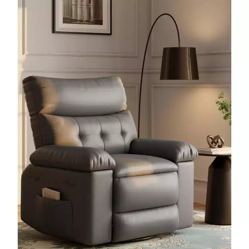 Fauteuils inclinables surdimensionnés GustoWave avec chauffage et massage - Fauteuil inclinable paresseux pivotant à 360° pour adultes - Fauteuil à bascule manuel