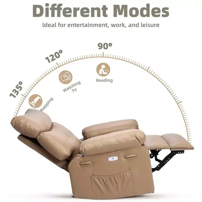 Fauteuils inclinables surdimensionnés GustoWave avec chauffage et massage - Fauteuil inclinable paresseux pivotant à 360° pour adultes - Fauteuil à bascule manuel