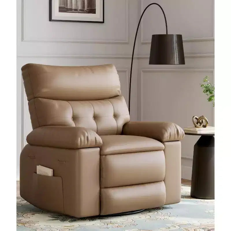 Fauteuils inclinables surdimensionnés GustoWave avec chauffage et massage - Fauteuil inclinable paresseux pivotant à 360° pour adultes - Fauteuil à bascule manuel