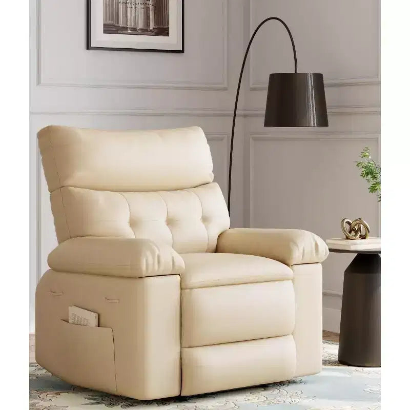 Fauteuils inclinables surdimensionnés GustoWave avec chauffage et massage - Fauteuil inclinable paresseux pivotant à 360° pour adultes - Fauteuil à bascule manuel