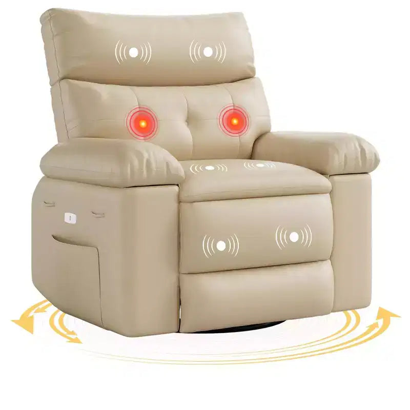 GustoWave Oversized Recliner Chairs with Heat and Massage - 360 Swivel Lazy Recliner Chair for Adults- Manual Rocking Chair