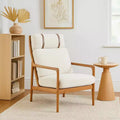 Homy Casa Mid-Century Modern Accent Chair with Solid Wood Frame and Padded Cushions, for Living Room or Reading Corner, Beige