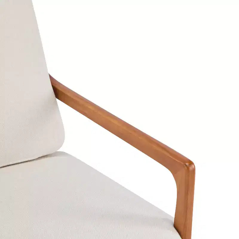 Fauteuil d'appoint moderne du milieu du siècle Homy Casa avec cadre en bois massif et coussins rembourrés, pour salon ou coin lecture, beige