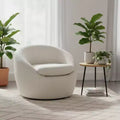 Homy Casa Modern Boucle Swivel Barrel Accent Chair with 360 Base and Cushioned Seat, for Living Room or Bedroom, White
