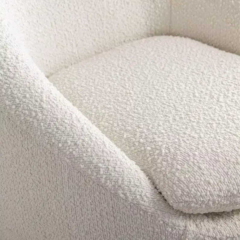 Fauteuil d'appoint pivotant Homy Casa Modern Boucle avec base 360° et assise rembourrée, pour salon ou chambre à coucher, Blanc