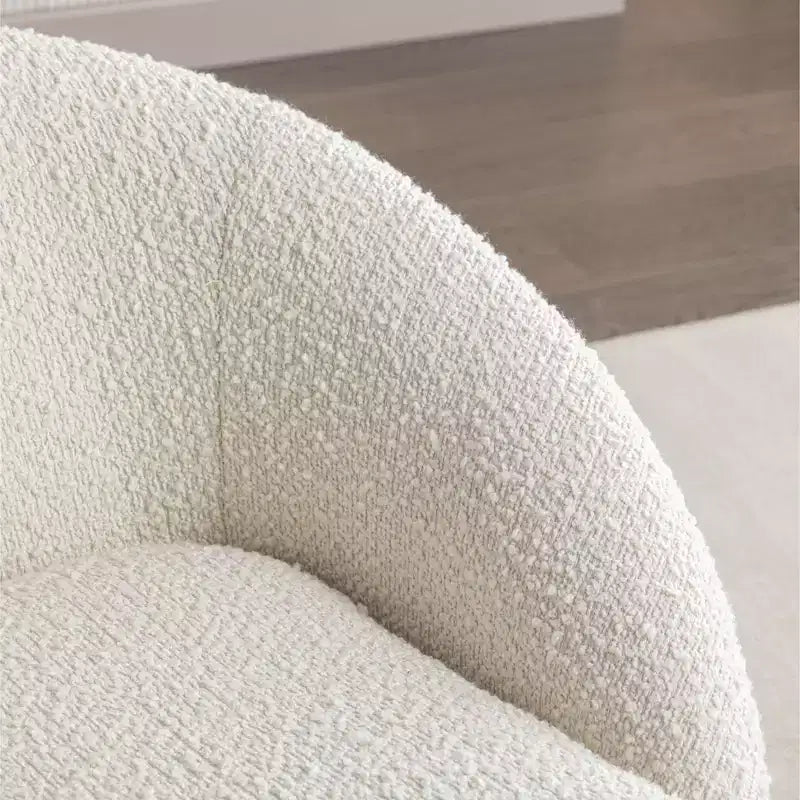 Fauteuil d'appoint pivotant Homy Casa Modern Boucle avec base 360° et assise rembourrée, pour salon ou chambre à coucher, Blanc