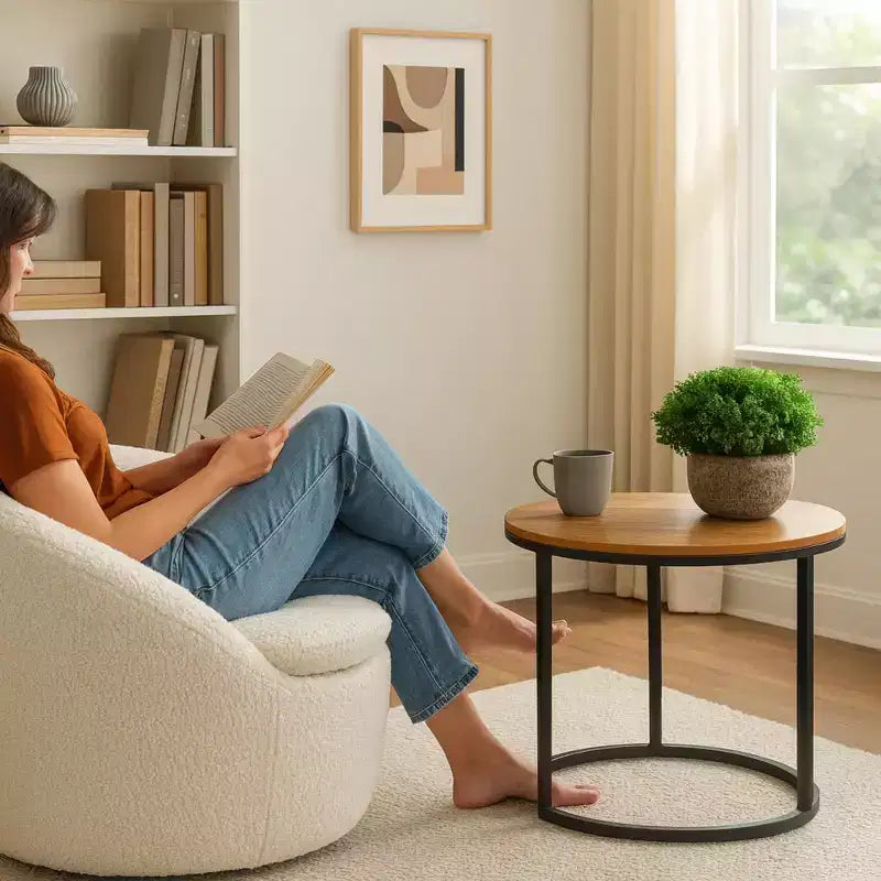 Fauteuil d'appoint pivotant Homy Casa Modern Boucle avec base 360° et assise rembourrée, pour salon ou chambre à coucher, Blanc