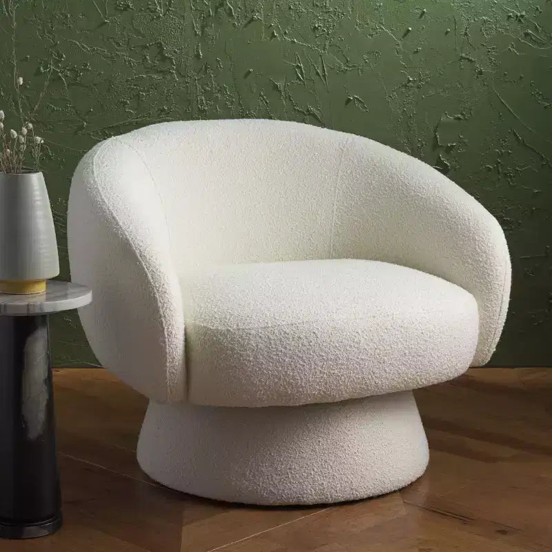 Fauteuil pivotant Petryna Boucle - SFV4822 - Ivoire - Safavieh Couture