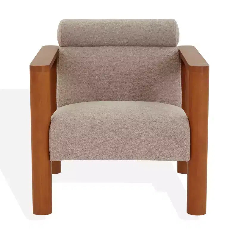Nikolas Boucle Accent Chair - SFV4863 - Light Brown/Natural - Safavieh Couture