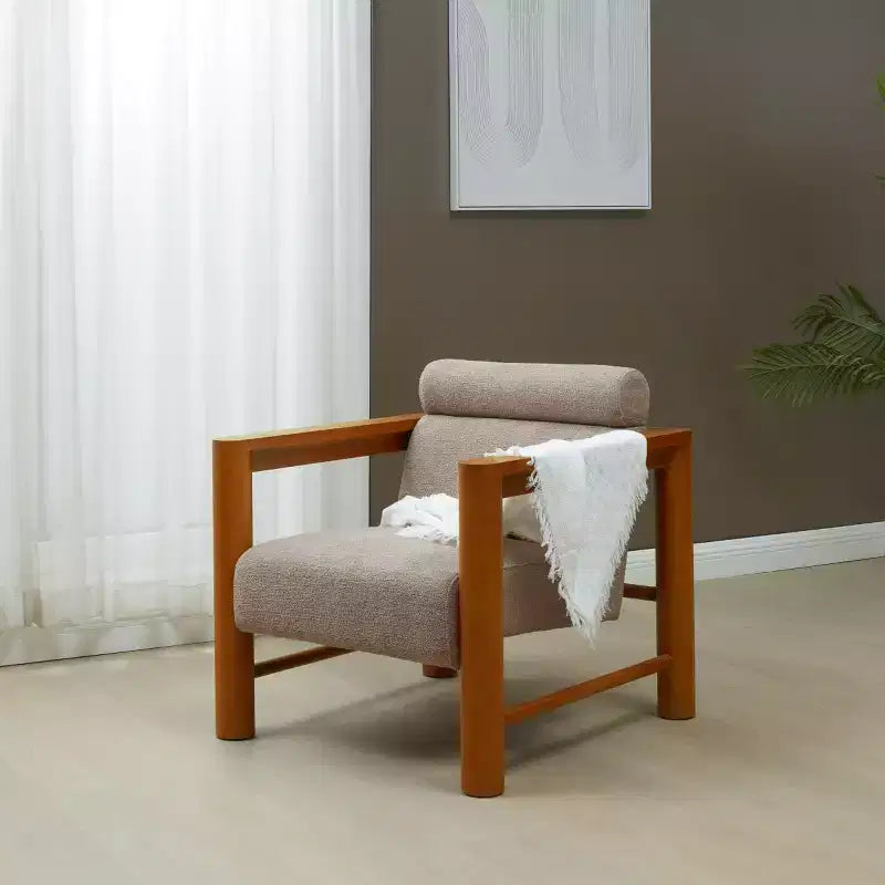Fauteuil d'appoint Nikolas Boucle - SFV4863 - Marron clair/Naturel - Safavieh Couture