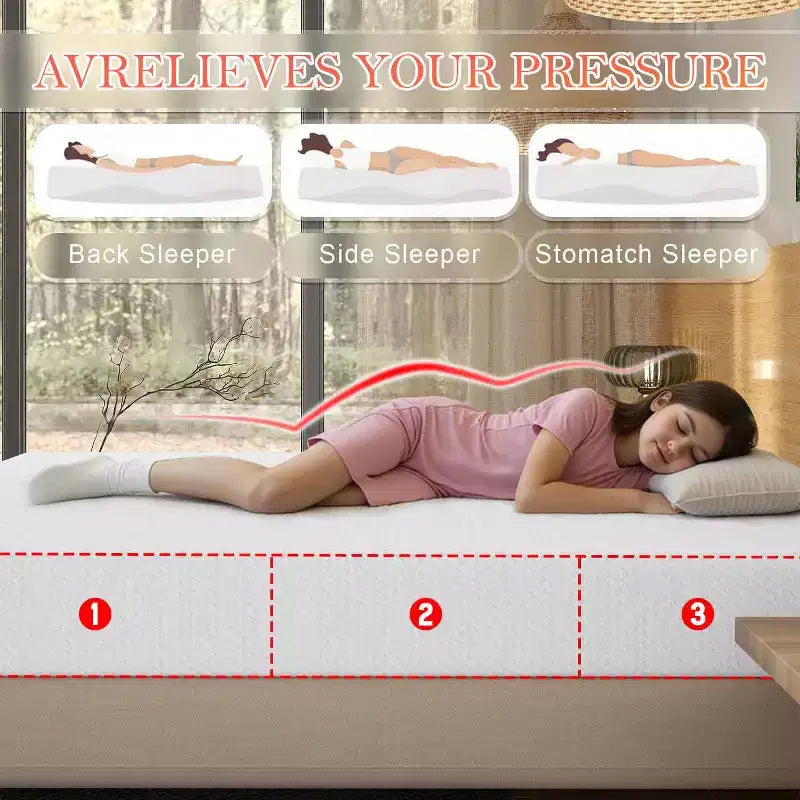 Matelas en mousse à mémoire de forme au charbon de bambou de 8 pouces, fermeté moyenne