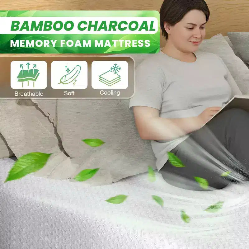 Matelas en mousse à mémoire de forme au charbon de bambou de 8 pouces, fermeté moyenne