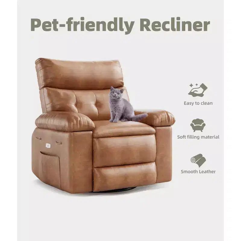 Fauteuil inclinable, pivotant et berçant extra-large GustoWave pour adultes, canapé inclinable massant, fauteuil de nurserie rembourré et inclinable