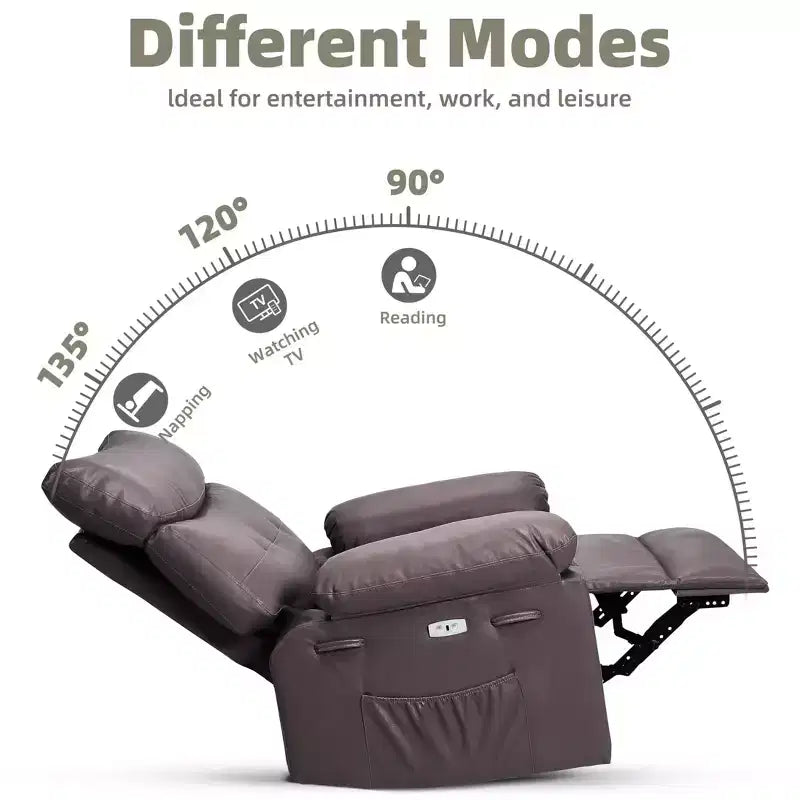 Fauteuil inclinable, pivotant et berçant extra-large GustoWave pour adultes, canapé inclinable massant, fauteuil de nurserie rembourré et inclinable
