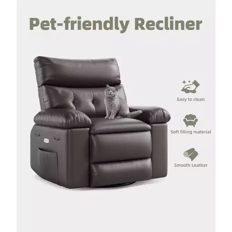 Fauteuil inclinable, pivotant et berçant extra-large GustoWave pour adultes, canapé inclinable massant, fauteuil de nurserie rembourré et inclinable