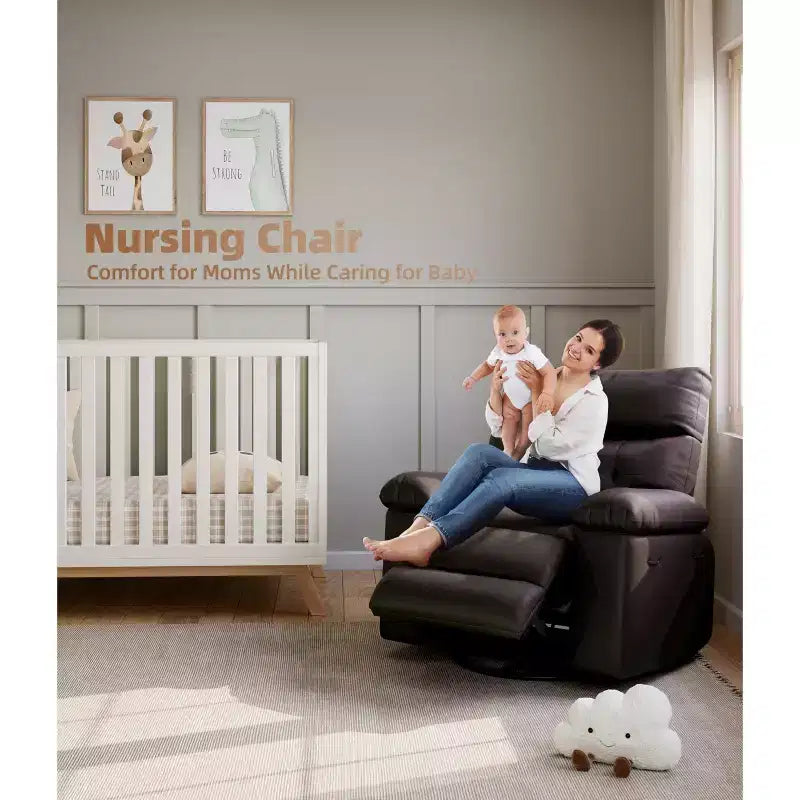 Fauteuil inclinable, pivotant et berçant extra-large GustoWave pour adultes, canapé inclinable massant, fauteuil de nurserie rembourré et inclinable
