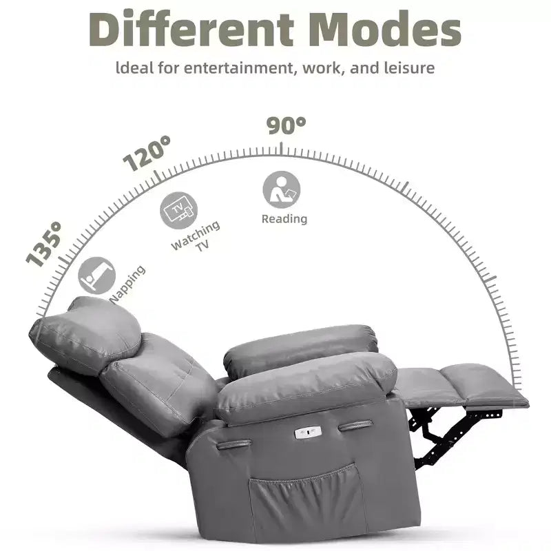 Fauteuil inclinable, pivotant et berçant extra-large GustoWave pour adultes, canapé inclinable massant, fauteuil de nurserie rembourré et inclinable