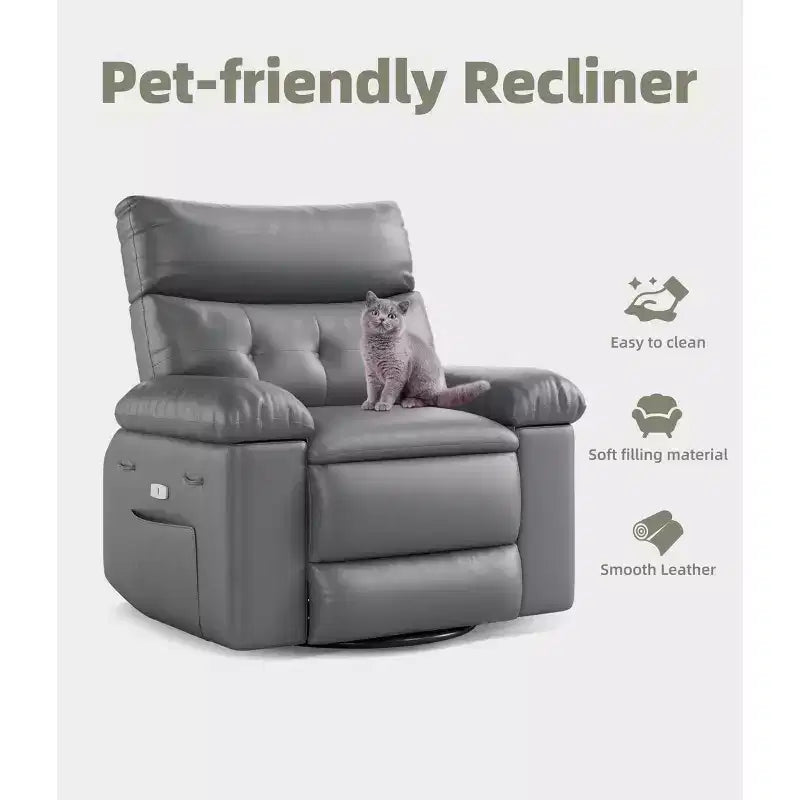 Fauteuil inclinable, pivotant et berçant extra-large GustoWave pour adultes, canapé inclinable massant, fauteuil de nurserie rembourré et inclinable
