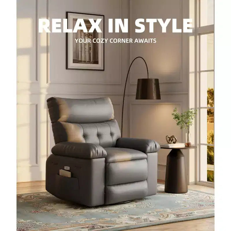 Fauteuil inclinable, pivotant et berçant extra-large GustoWave pour adultes, canapé inclinable massant, fauteuil de nurserie rembourré et inclinable