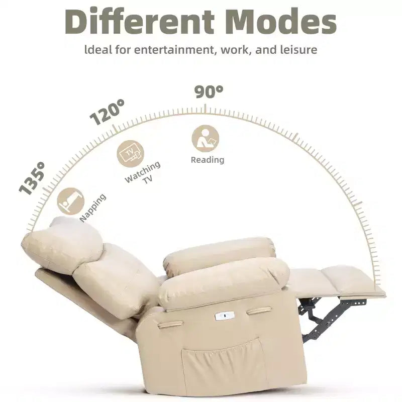 Fauteuil inclinable, pivotant et berçant extra-large GustoWave pour adultes, canapé inclinable massant, fauteuil de nurserie rembourré et inclinable