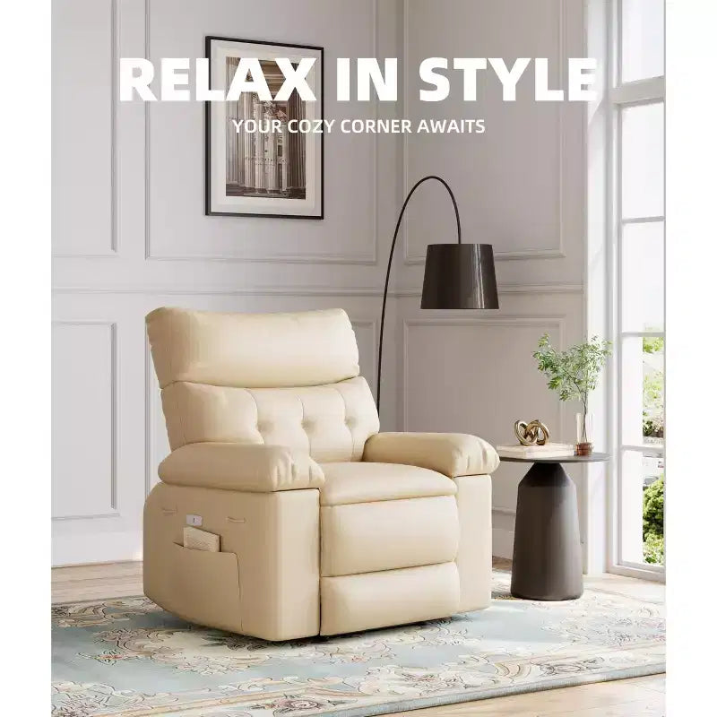 Fauteuil inclinable, pivotant et berçant extra-large GustoWave pour adultes, canapé inclinable massant, fauteuil de nurserie rembourré et inclinable