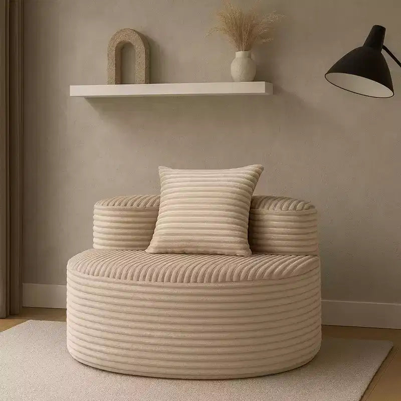 Fauteuil d'appoint rembourré moderne avec coussin, canapé de salon rond en velours côtelé – ModernLuxe