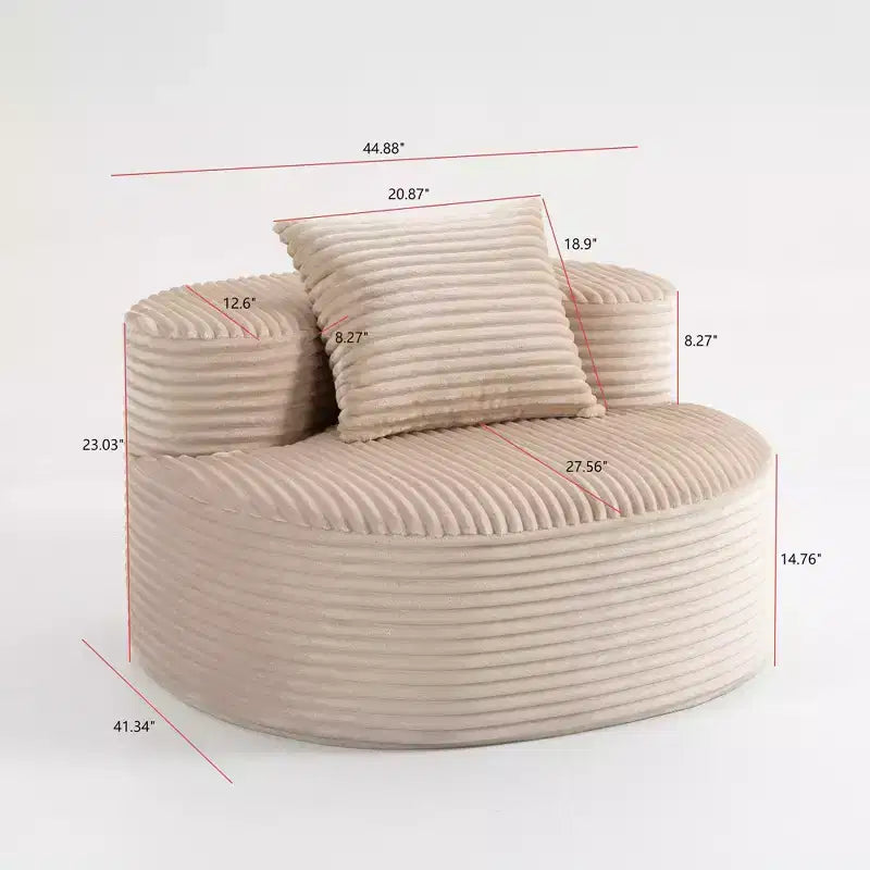 Fauteuil d'appoint rembourré moderne avec coussin, canapé de salon rond en velours côtelé – ModernLuxe