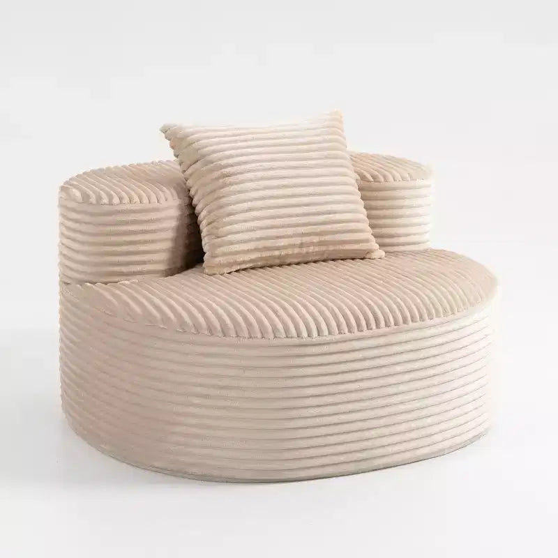 Fauteuil d'appoint rembourré moderne avec coussin, canapé de salon rond en velours côtelé – ModernLuxe