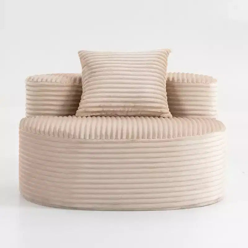 Fauteuil d'appoint rembourré moderne avec coussin, canapé de salon rond en velours côtelé – ModernLuxe