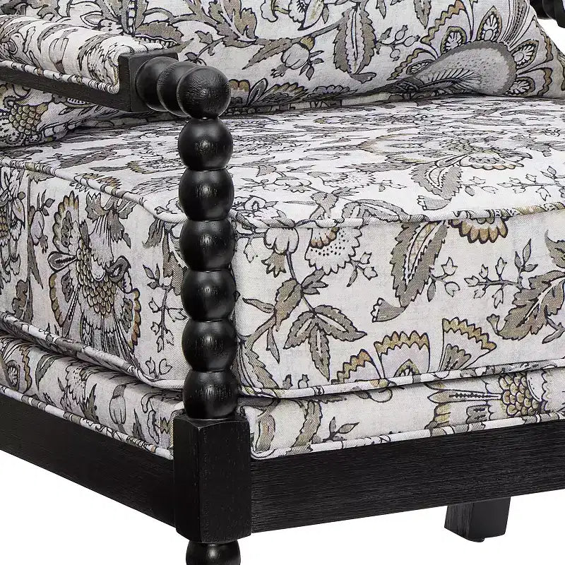 Roundhill Furniture Belvoir Upholstered Spool Accent Chair with Turned Wood Frame