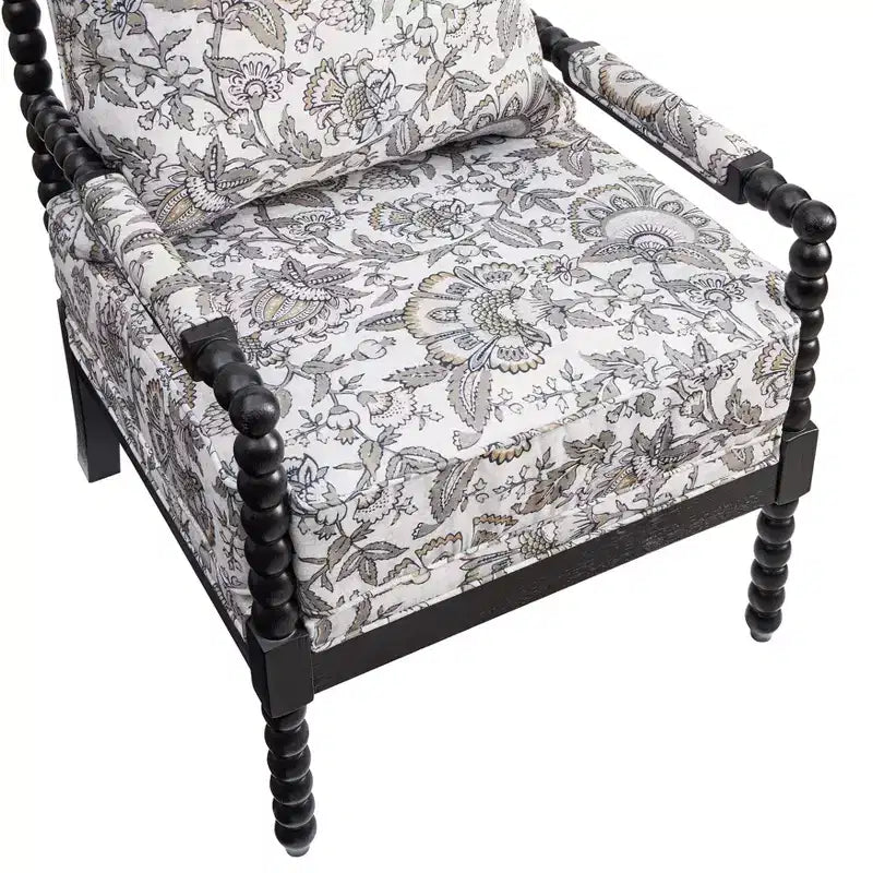 Roundhill Furniture Belvoir Upholstered Spool Accent Chair with Turned Wood Frame