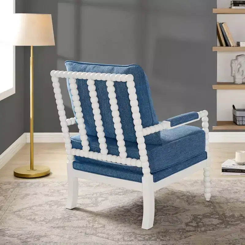 Roundhill Furniture Belvoir Upholstered Spool Accent Chair with Turned Wood Frame