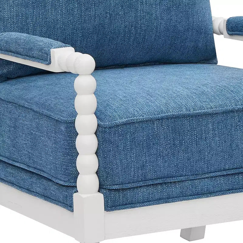 Roundhill Furniture Belvoir Upholstered Spool Accent Chair with Turned Wood Frame