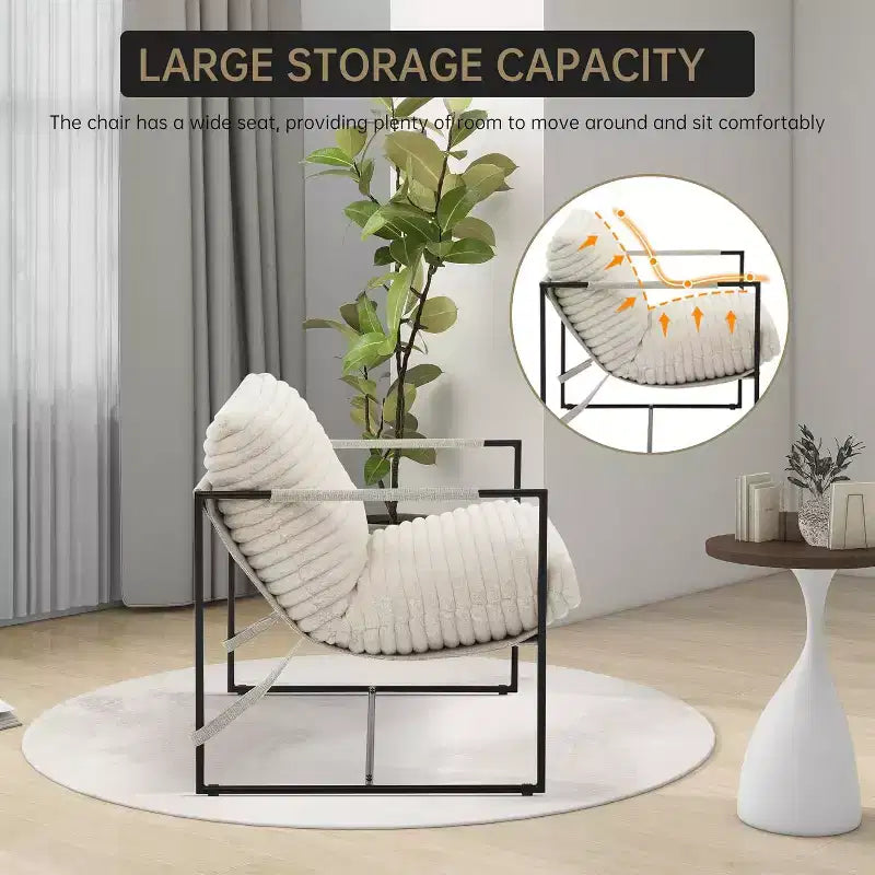 Fauteuil bas de salon, lot de 2, structure en métal avec accoudoirs, coussin en mousse déchiquetée, fauteuil surdimensionné pour chambre, bureau, gris clair
