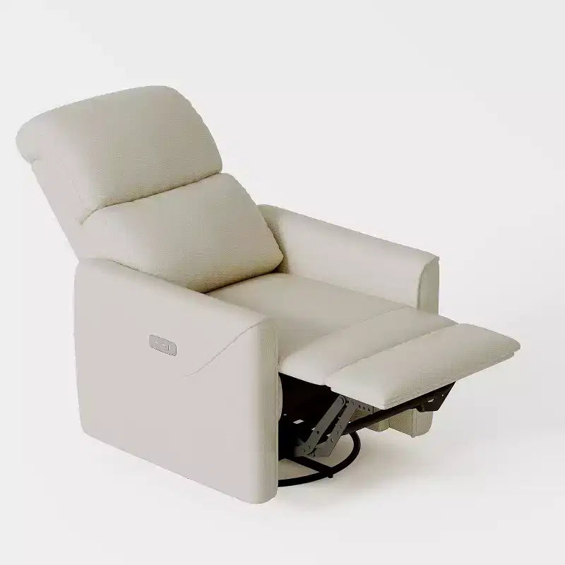 Swivel glider lounger with lumbar support, imitation leather interior, suitable for living room, bedroom baby lounger