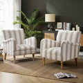 Garabina Modern Amchair Set of 2 Stripe with Wooden Leg|HULALA HOME-TAN