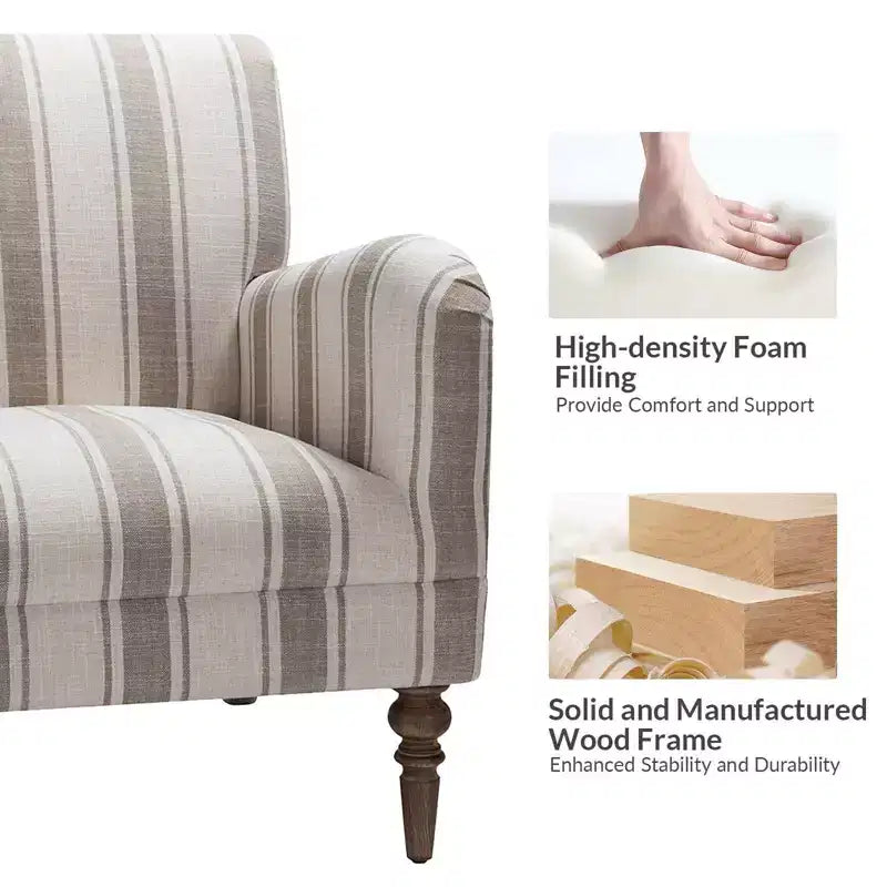 Lot de 2 fauteuils modernes Garabina à rayures avec pieds en bois | HULALA HOME-TAN