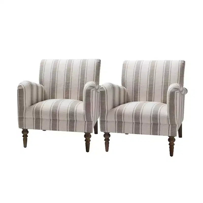 Lot de 2 fauteuils modernes Garabina à rayures avec pieds en bois | HULALA HOME-TAN