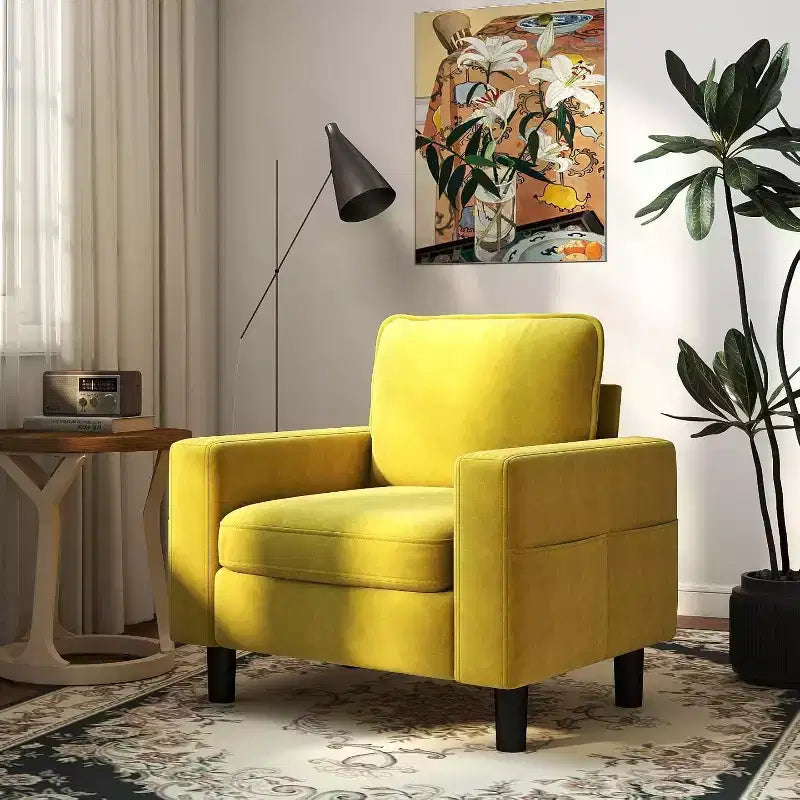 Kinsuite Single Sofa Chair - 33 Modern Accent Chairs with Arms & Cushionsm, Mustard