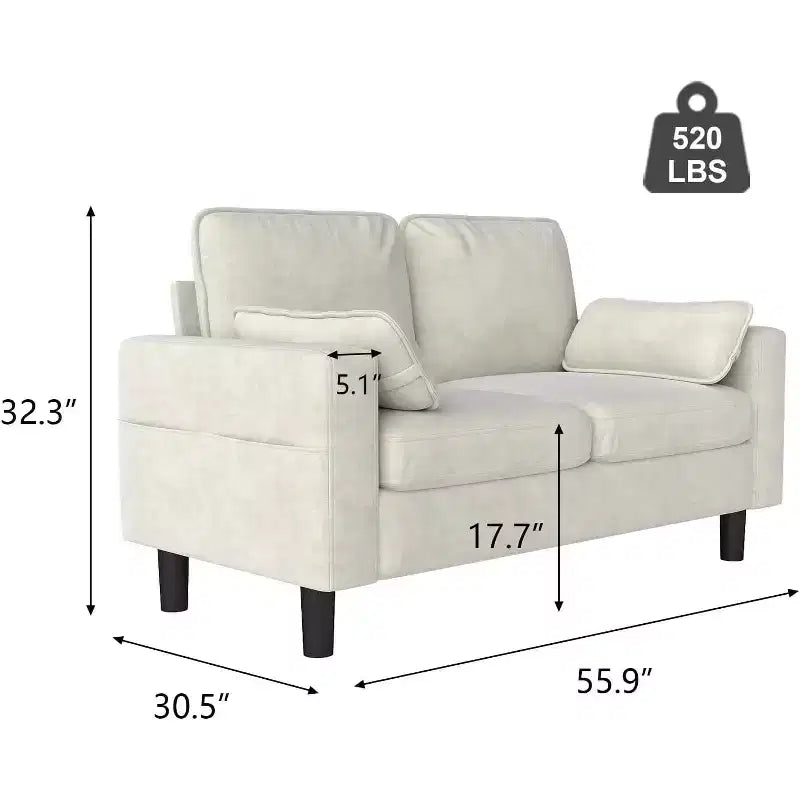 Kinsuite Loveseat Sofa Chair - 56 chaises d'appoint modernes avec accoudoirs, beiges