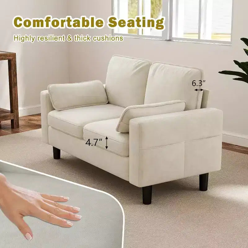Kinsuite Loveseat Sofa Chair - 56 chaises d'appoint modernes avec accoudoirs, beiges