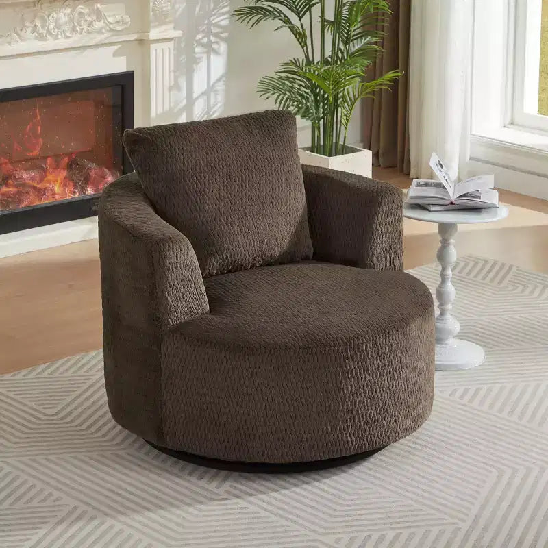 Fauteuil pivotant moderne Okak 360° fauteuils baril avec assise confortable, petit fauteuil canapé pour salon, bureau, appartement
