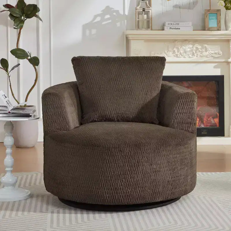 Fauteuil pivotant moderne Okak 360° fauteuils baril avec assise confortable, petit fauteuil canapé pour salon, bureau, appartement