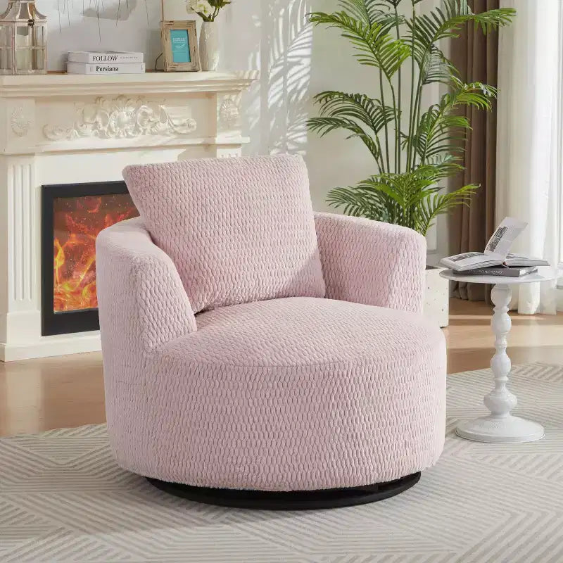 Fauteuil pivotant moderne Okak 360° fauteuils baril avec assise confortable, petit fauteuil canapé pour salon, bureau, appartement