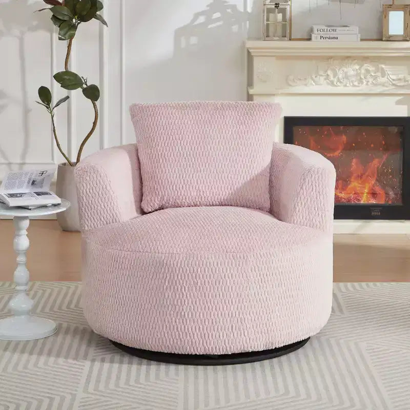 Fauteuil pivotant moderne Okak 360° fauteuils baril avec assise confortable, petit fauteuil canapé pour salon, bureau, appartement