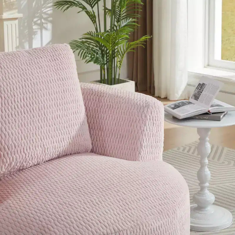 Fauteuil pivotant moderne Okak 360° fauteuils baril avec assise confortable, petit fauteuil canapé pour salon, bureau, appartement