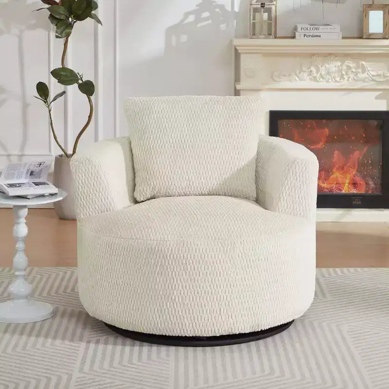 Fauteuil pivotant moderne Okak 360° fauteuils baril avec assise confortable, petit fauteuil canapé pour salon, bureau, appartement