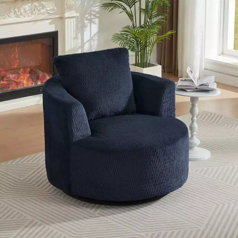 Fauteuil pivotant moderne Okak 360° fauteuils baril avec assise confortable, petit fauteuil canapé pour salon, bureau, appartement