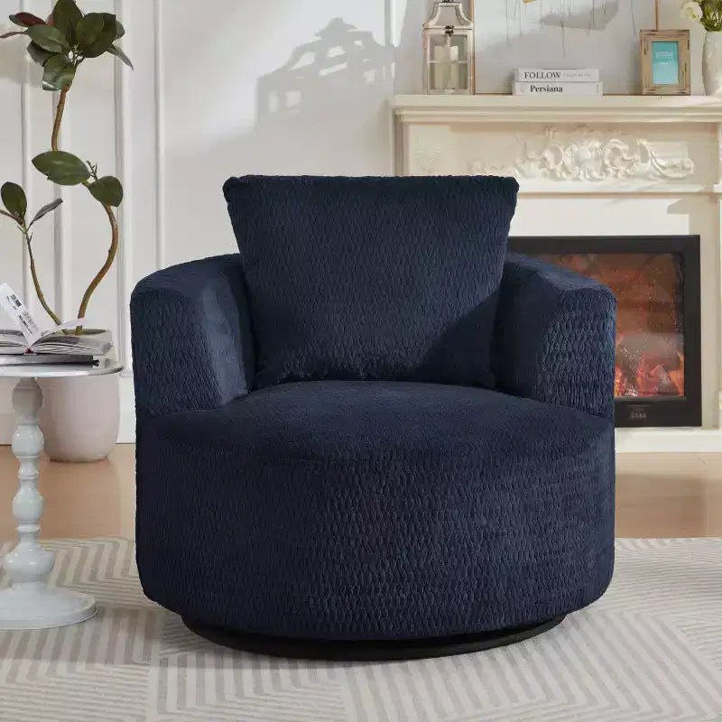 Fauteuil pivotant moderne Okak 360° fauteuils baril avec assise confortable, petit fauteuil canapé pour salon, bureau, appartement