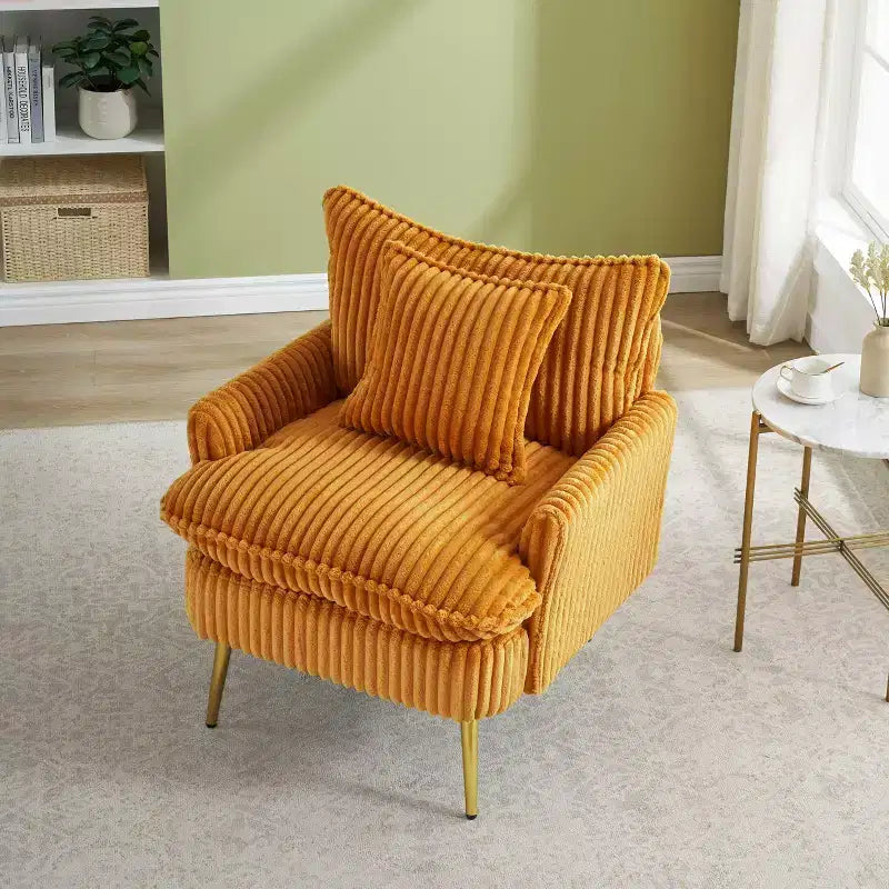 Okak Modern Fashion Arm Accent Chair Barrel Chairs with Golden Legs,Small Leisure Chair Single Sofa for Living Room,Apartment